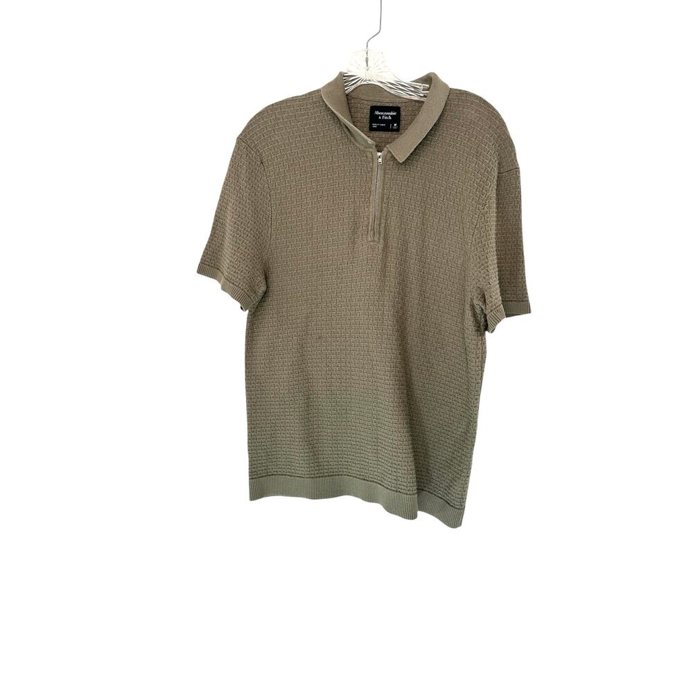 Abercrombie &‎ Fitch Men's Gray Half Zip Collar Short Sleeve Sweater Polo Medium